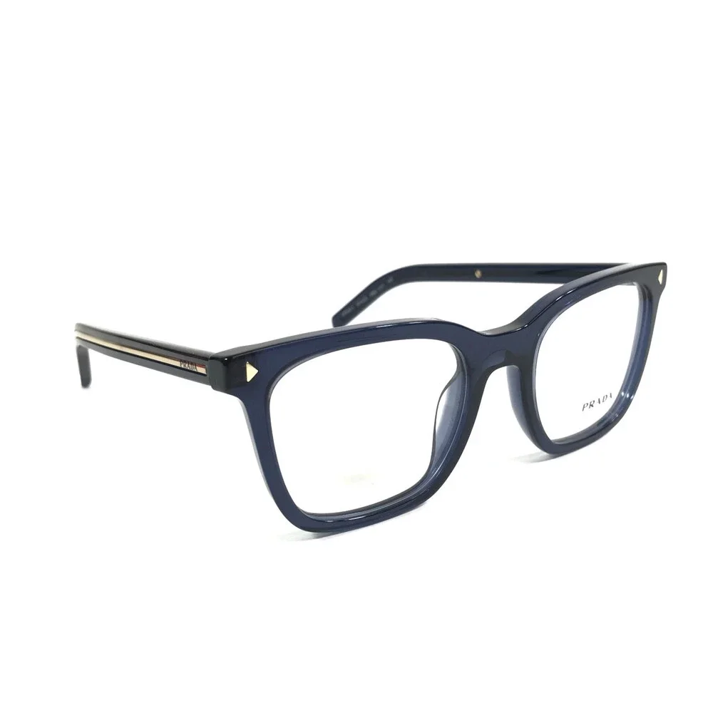Prada Eyeglasses Frames VPRB11 08Q-1O1 Transparent Blue Gold Square 50-20-145
